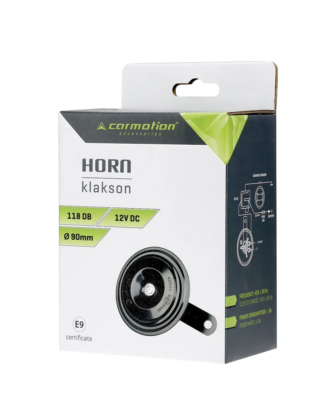 Клаксон Carmotion 12V 118 dB 90 mm E9 (58592)