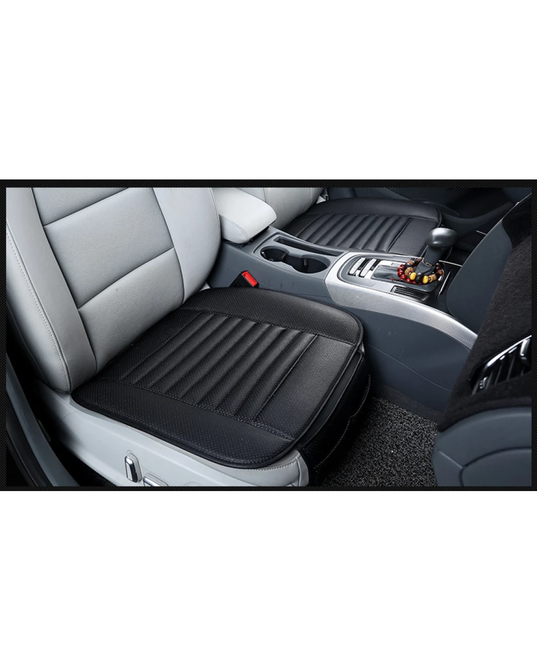 Черен универсален кожен дишаща възглавница предпазен калъф подложка протектор за седалка на автомобил от еко кожа 49 х 51 cm