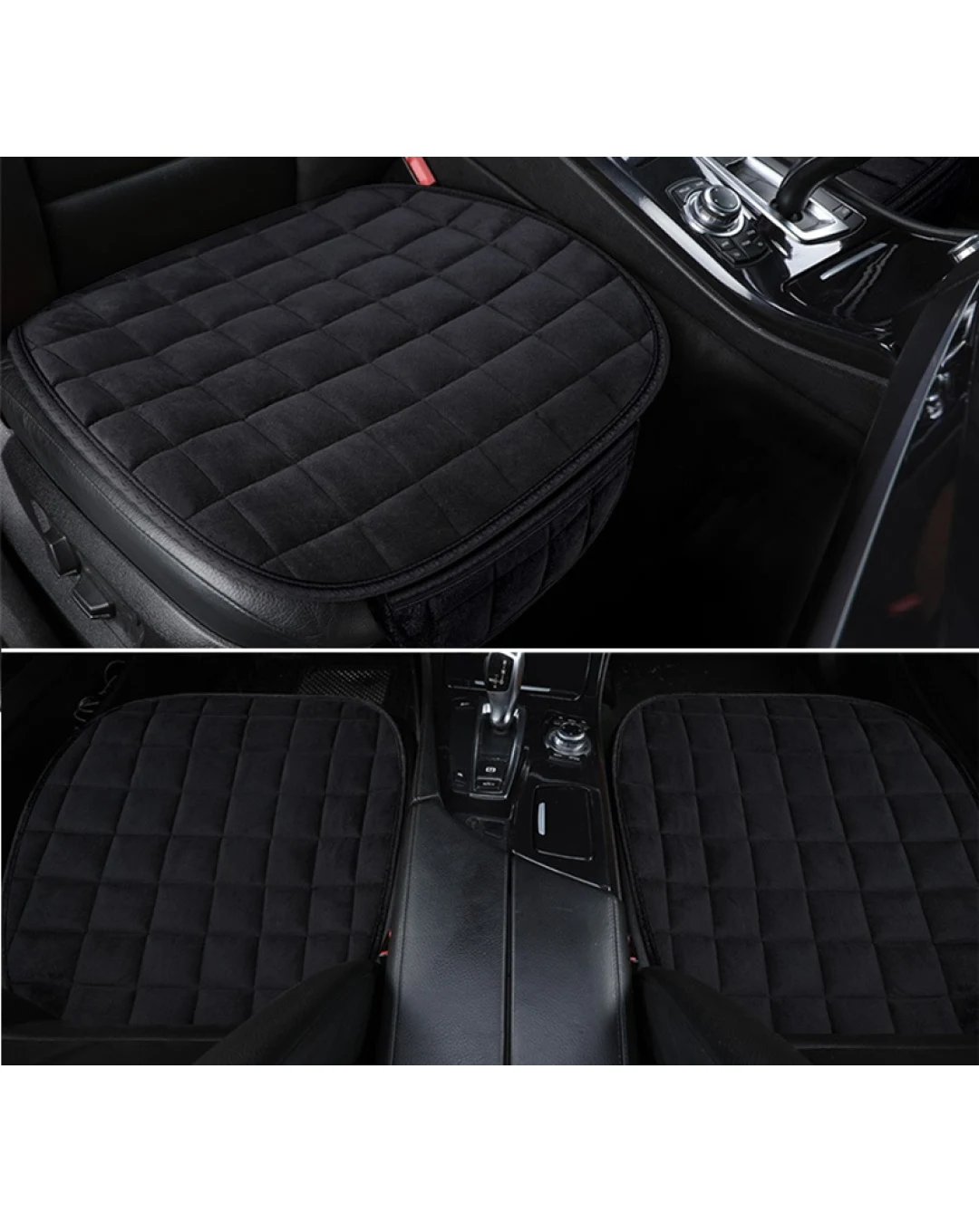 Черен универсален предпазен плюшен калъф подложка протектор за седалка на автомобил от противоплъзгащa текстилна материя 50 х 50 cm