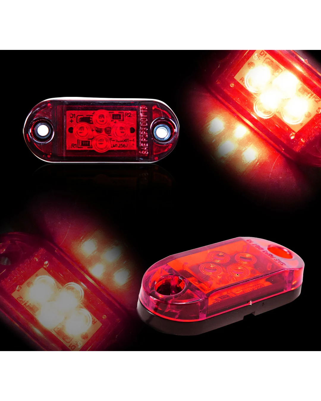 Червен LED Габарит, Маркер, 4 SMD Диода - 24V