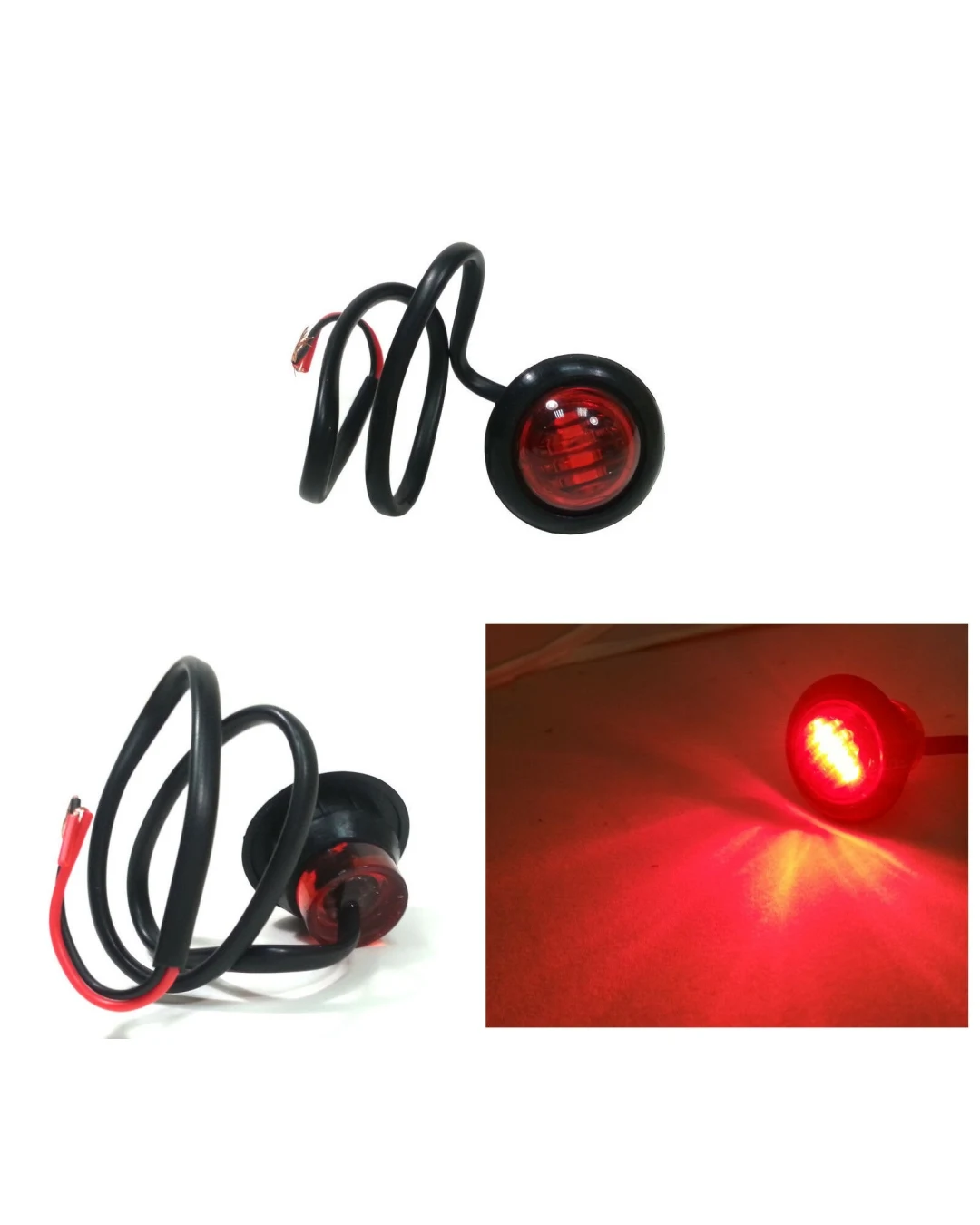 Червен LED Габарит, Тип Копче, Маркер, Токос - 24V