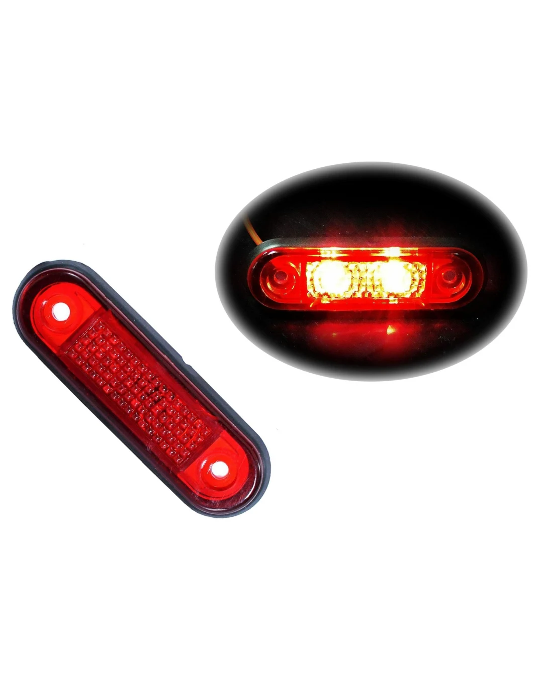 ЧЕРВЕН LED Заден Маркер Токос Габарит за Бус Платформа Камион Ремарке Автобус - 75 мм х 22мм - 24V