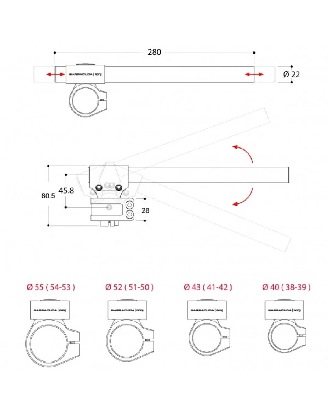 CLIP-ON кормило BARRACUDA 40mm