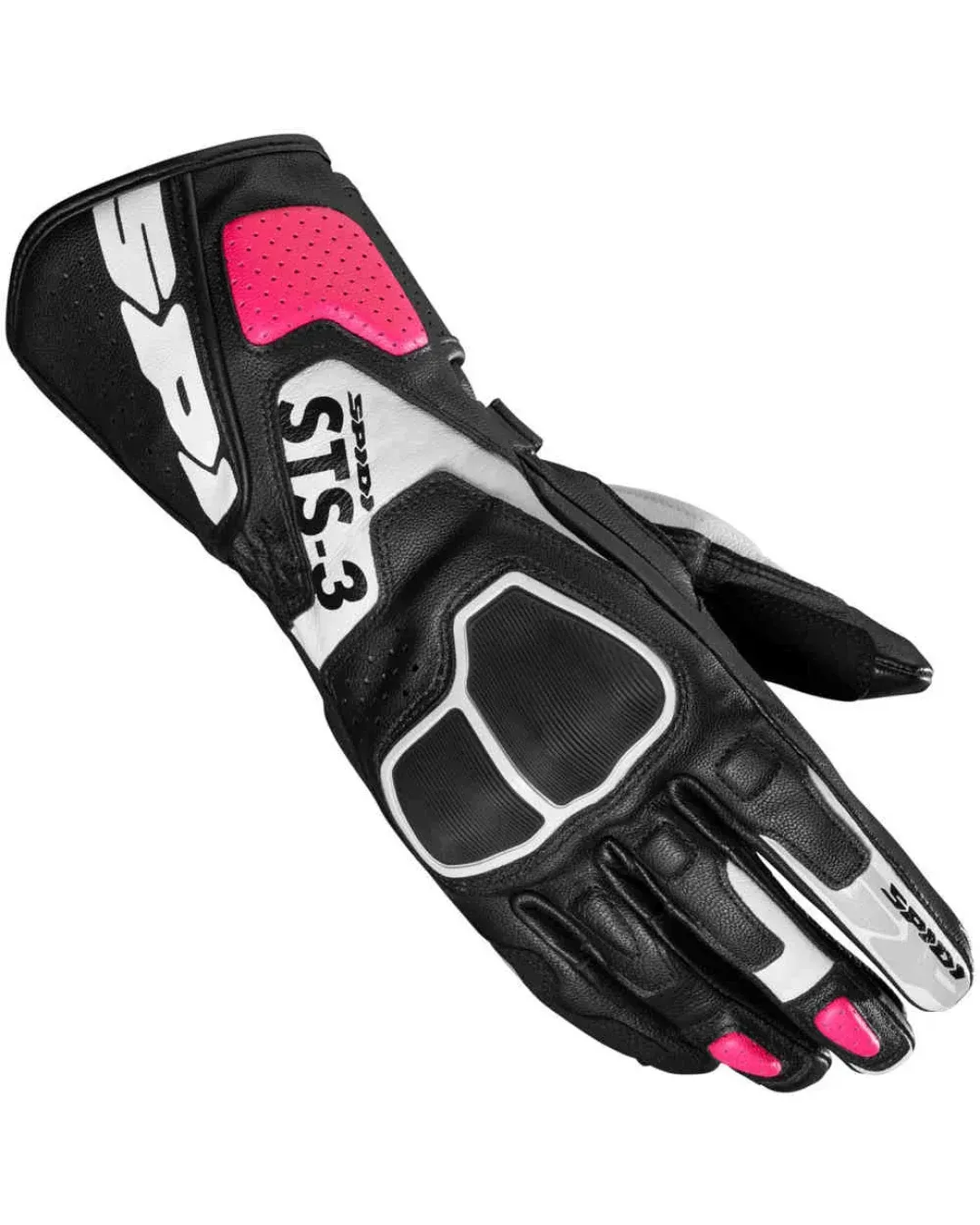 Дамски кожени мото ръкавици SPIDI STS-3 BLACK/FUCHSIA