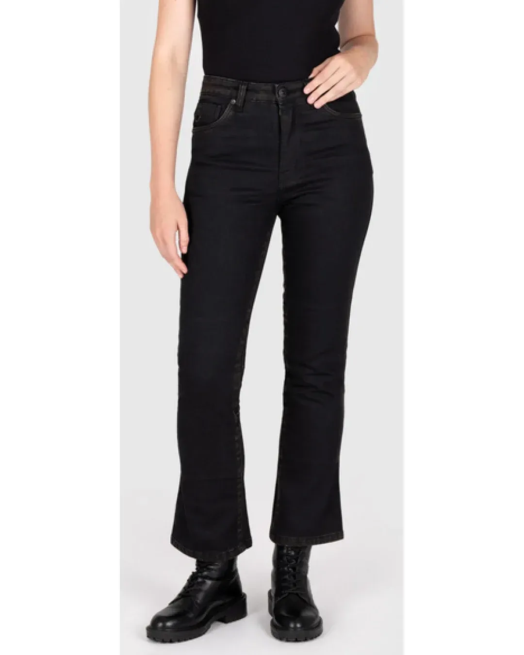 Дамски мото дънки Knox Cartmel Kick Flare Aged Black Rust - regular