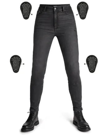 Дамски мото дънки PANDO MOTO Kaya Slim Grey - Slim-Fit Armalith®