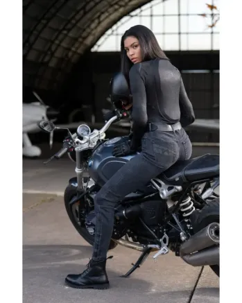 Дамски мото дънки PANDO MOTO Kaya Slim Grey - Slim-Fit Armalith® - LONG