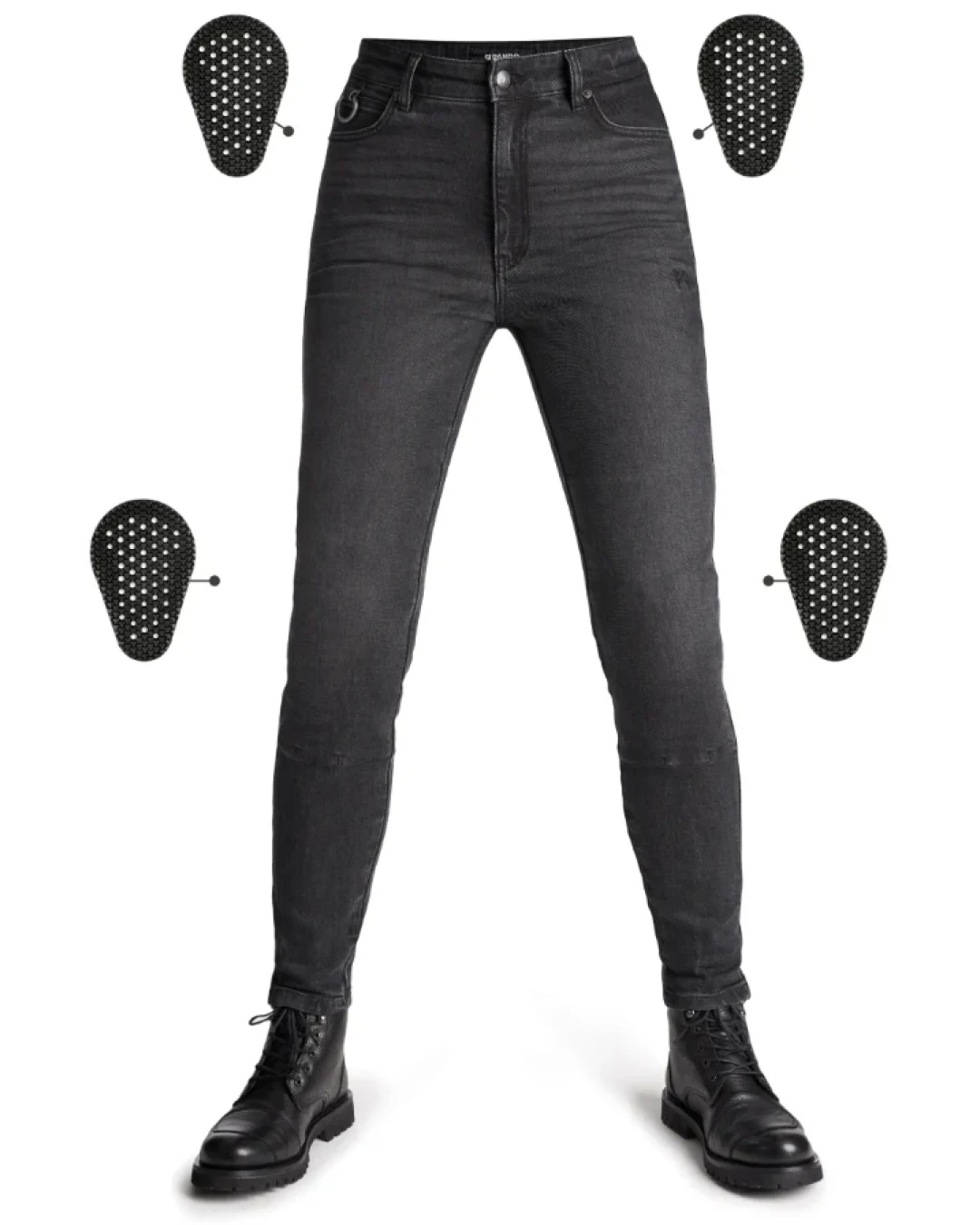 Дамски мото дънки PANDO MOTO Kaya Slim Grey - Slim-Fit Armalith® - LONG
