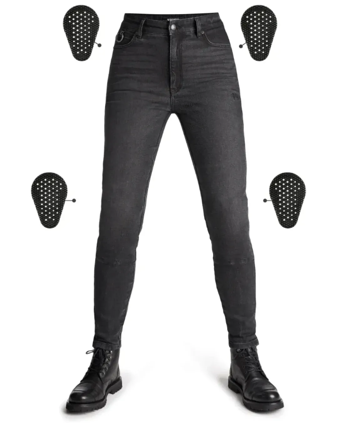 Дамски мото дънки PANDO MOTO Kaya Slim Grey - Slim-Fit Armalith® - LONG