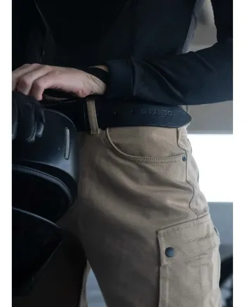 Дамски мото дънки PANDO MOTO MILA CARGO BEIGE - Chino Style Cordura®
