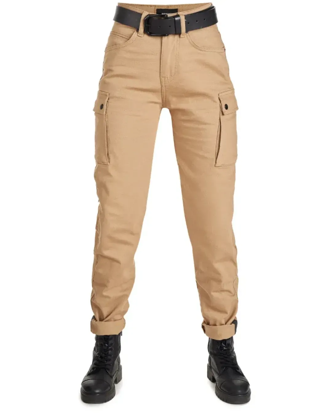 Дамски мото дънки PANDO MOTO MILA CARGO BEIGE - Chino Style Cordura® - LONG