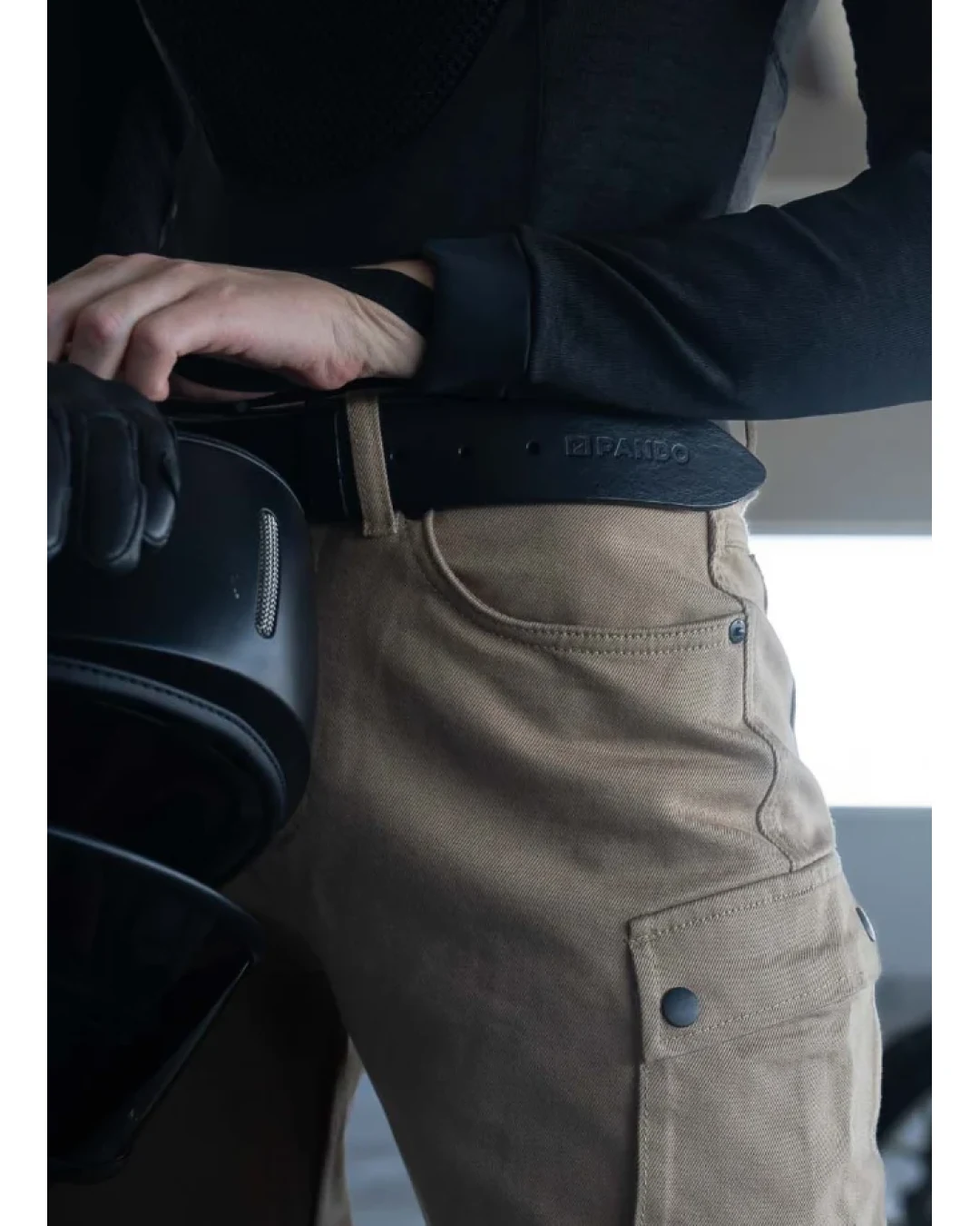 Дамски мото дънки PANDO MOTO MILA CARGO BEIGE - Chino Style Cordura® - SHORT
