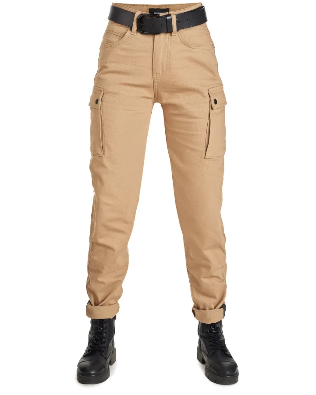 Дамски мото дънки PANDO MOTO MILA CARGO BEIGE - Chino Style Cordura® - SHORT