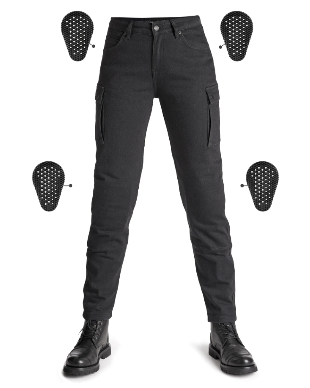 Дамски мото дънки PANDO MOTO MILA CARGO BLACK Chino Style Cordura®
