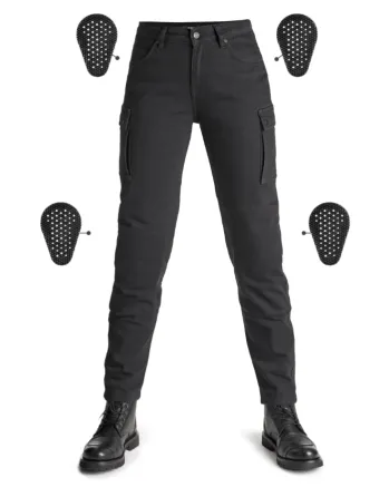 Дамски мото дънки PANDO MOTO MILA CARGO BLACK Chino Style Cordura®