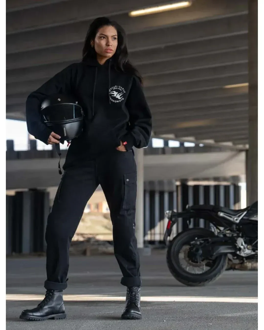 Дамски мото дънки PANDO MOTO MILA CARGO BLACK Chino Style Cordura® - LONG