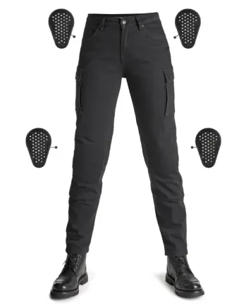 Дамски мото дънки PANDO MOTO MILA CARGO BLACK Chino Style Cordura® - SHORT