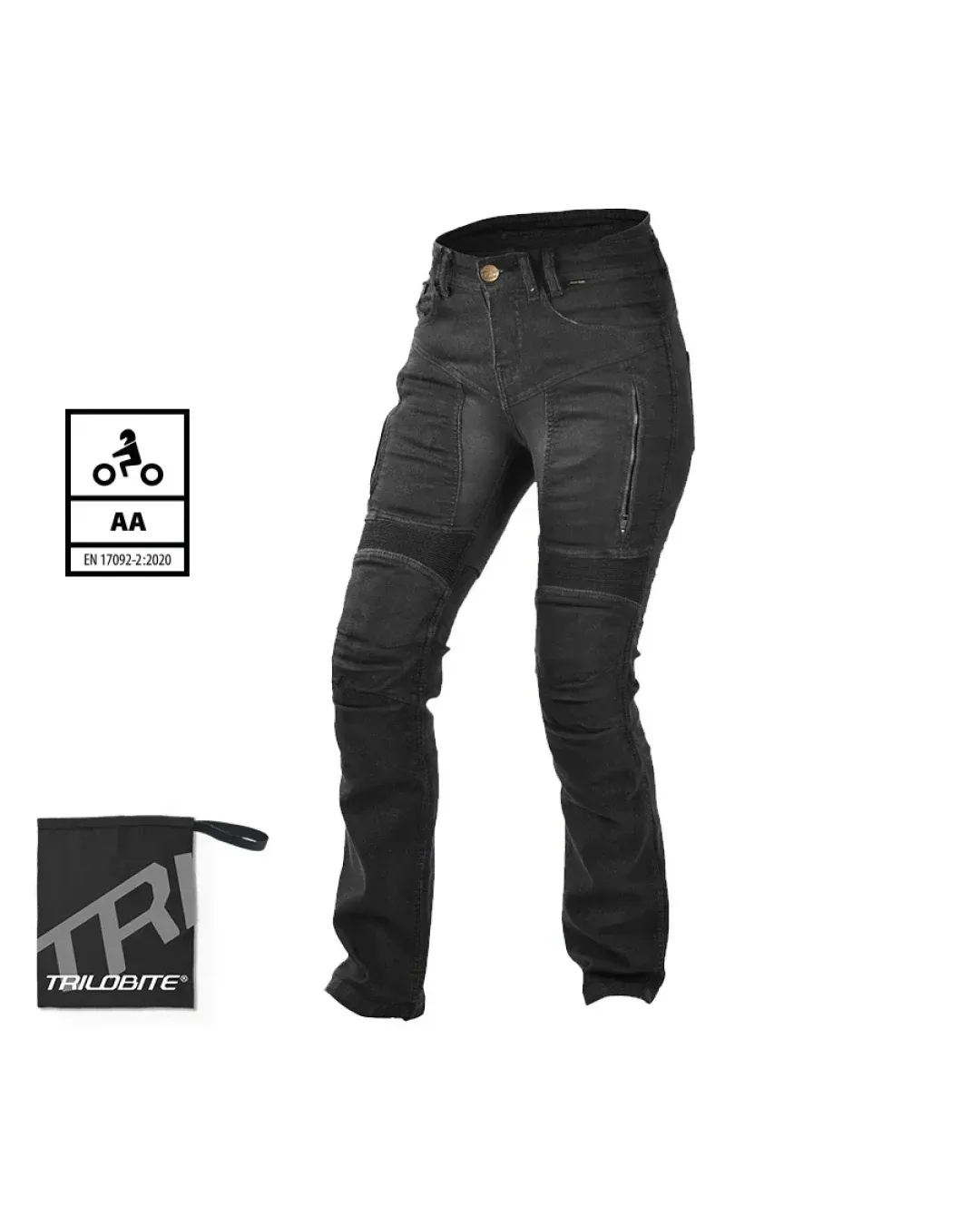 Дамски мото дънки TRILOBITE 661 PARADO REGULAR FIT LONG BLACK