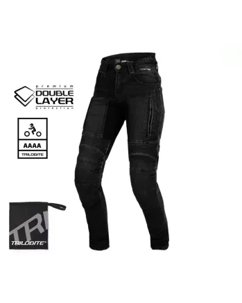 Дамски мото дънки TRILOBITE PARADO DOUBLELAYER SLIM FIT BLACK AAA(A) LEVEL 2