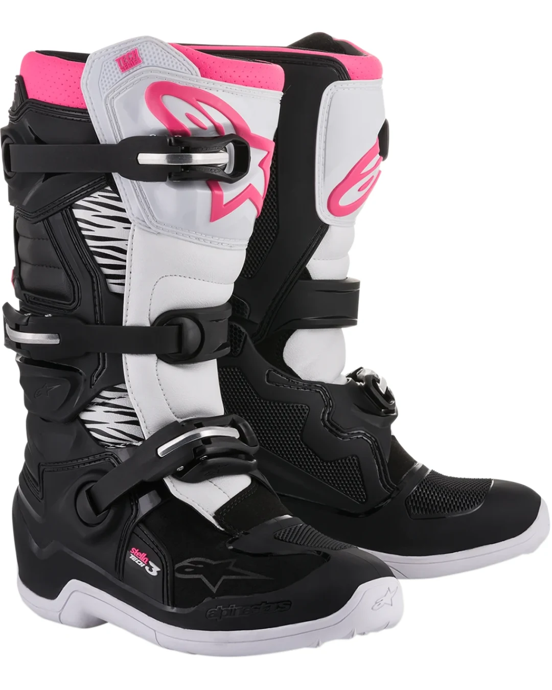 Дамски мотокрос ботуши ALPINESTARS Stella Tech 3 BLACK/WHITE/PINK