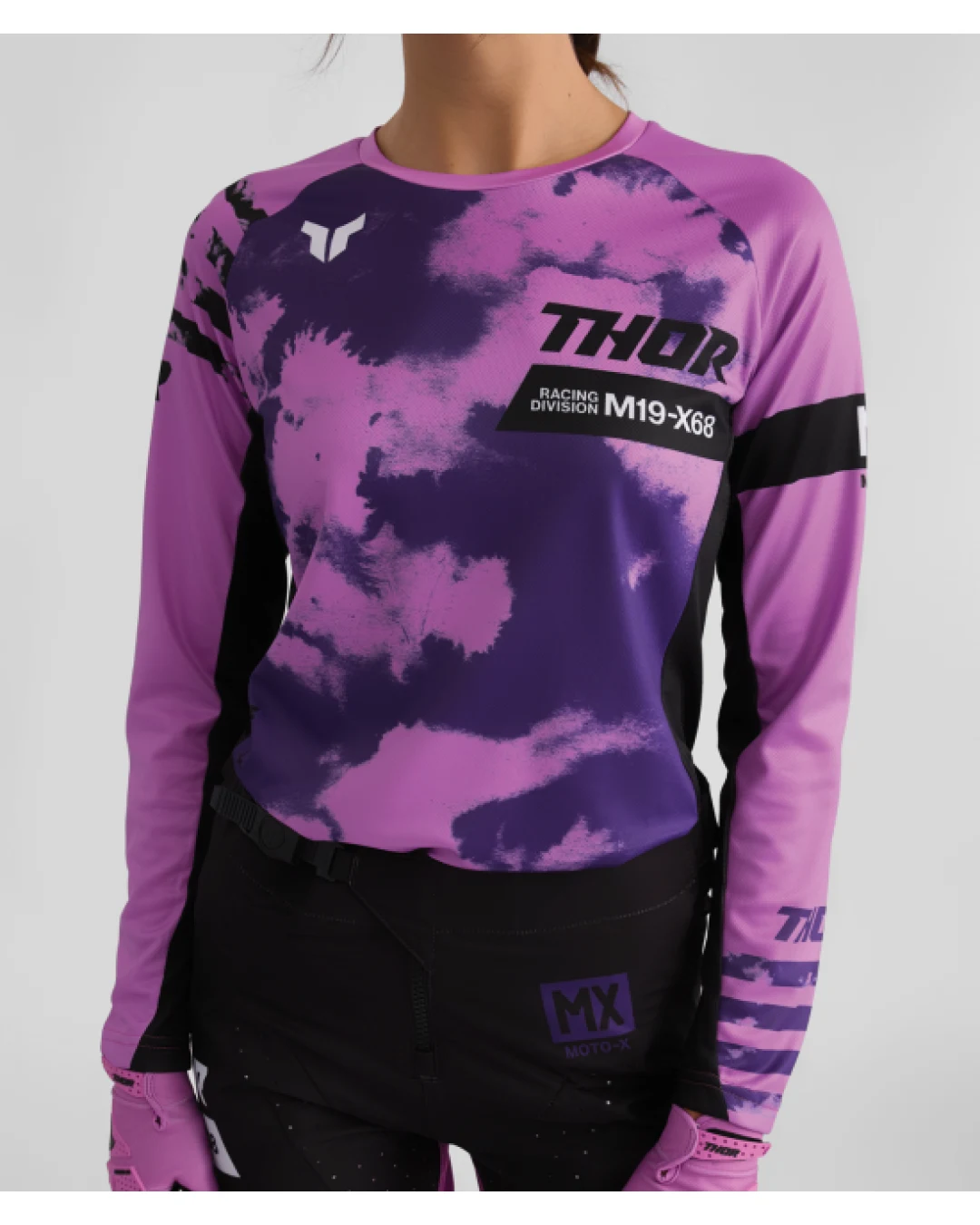 Дамско мотокрос джърси THOR LAUNCHMODE BLEACH BLACK/ORCHID