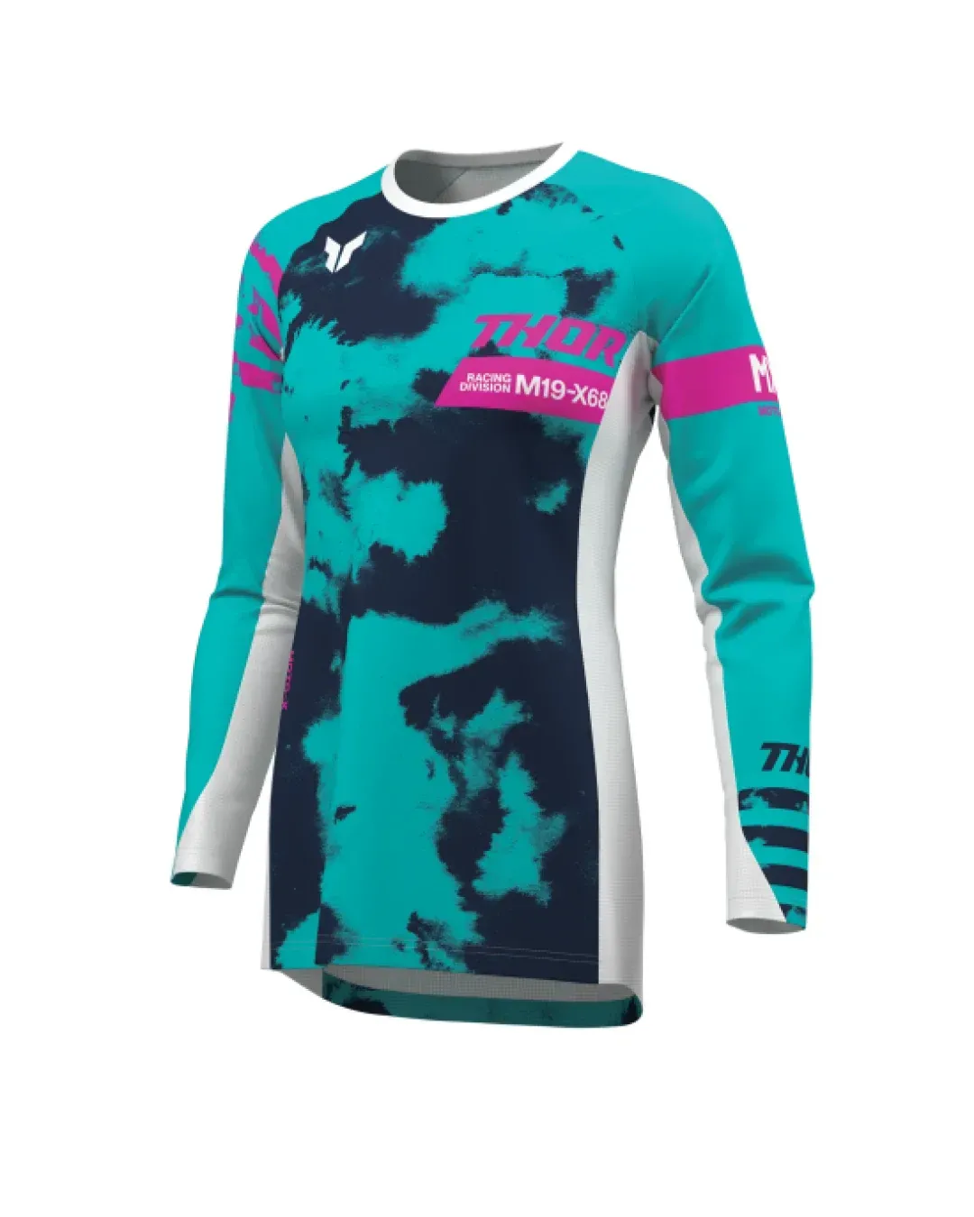 Дамско мотокрос джърси THOR LAUNCHMODE BLEACH WHITE/AQUA