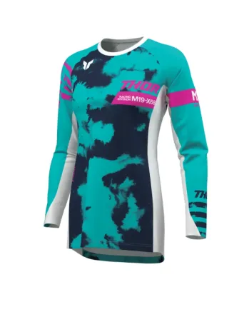 Дамско мотокрос джърси THOR LAUNCHMODE BLEACH WHITE/AQUA