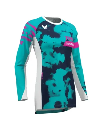 Дамско мотокрос джърси THOR LAUNCHMODE BLEACH WHITE/AQUA