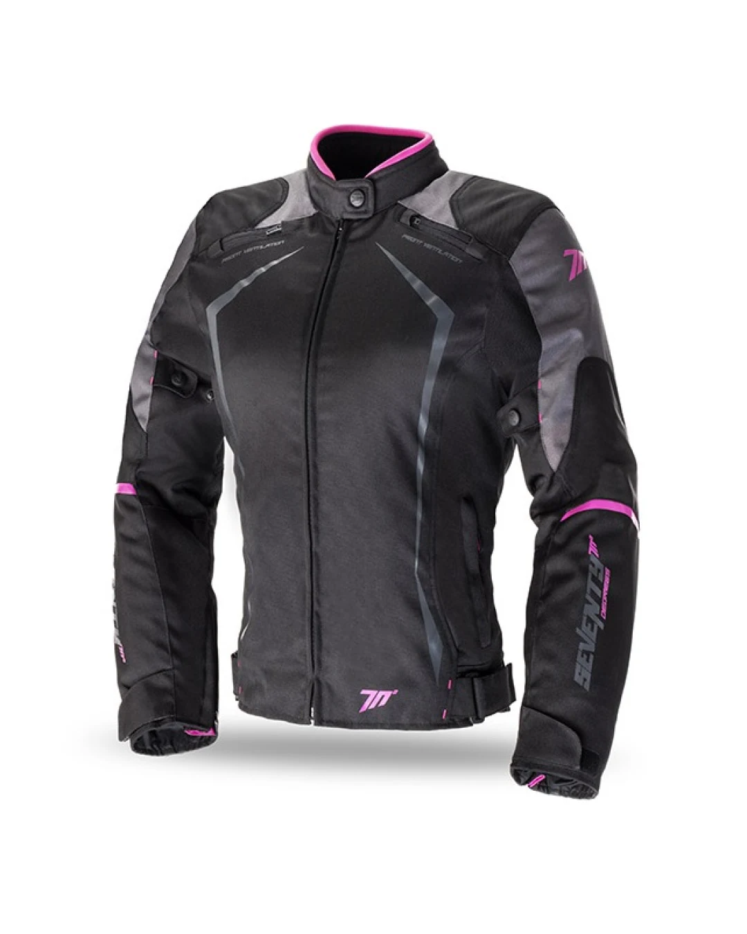 Дамско текстилно мото яке SEVENTY BLACK/PINK