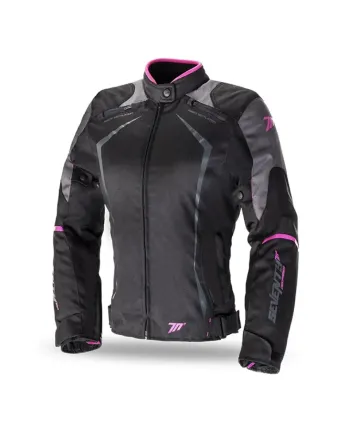Дамско текстилно мото яке SEVENTY BLACK/PINK