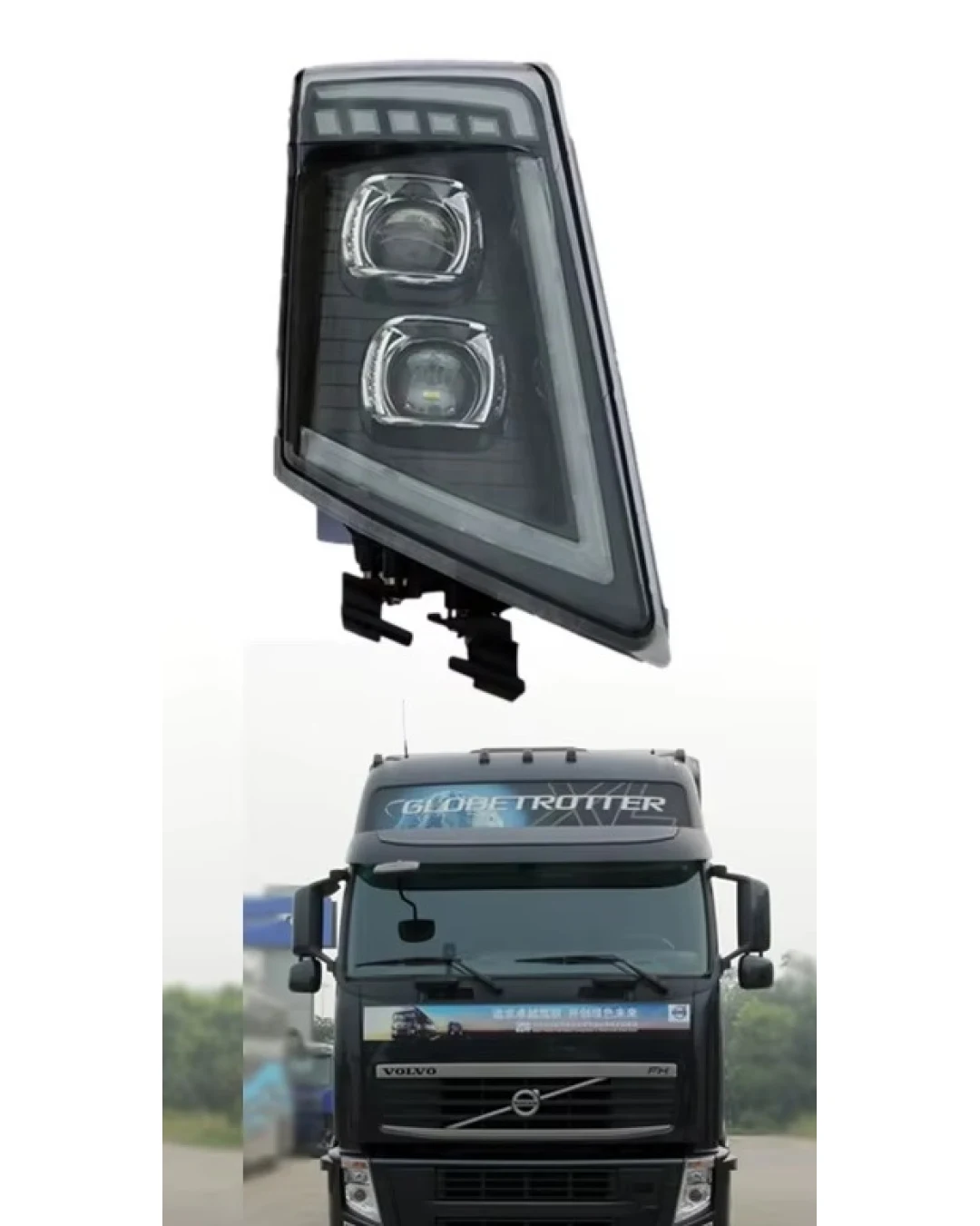 Десен LED диоден преден фар с DRL дневна светлина къси-дълги мигач за камион Volvo FH13 FH16 FM460 FH500 24V OEM: 21035634/21323101