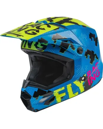 Детска крос каска FLY RACING Kinetic Scan- Blue/Hi-Vis-Pink