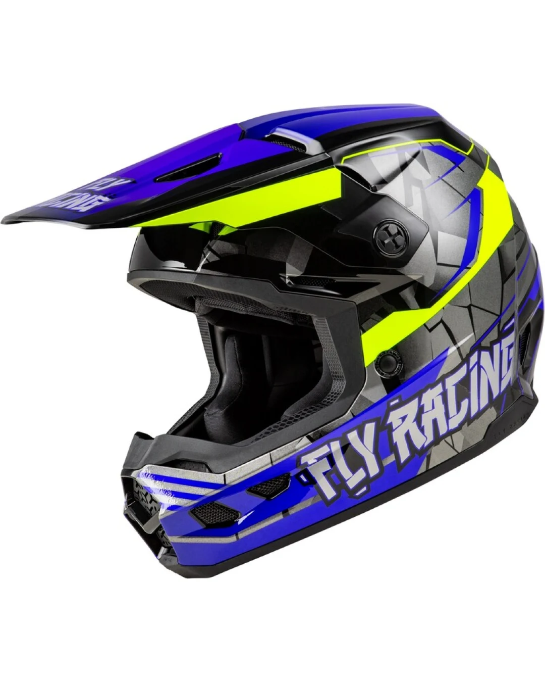 Детска крос каска FLY RACING Kinetic Scorched - Blue/Grey/Hi-Vis 2025