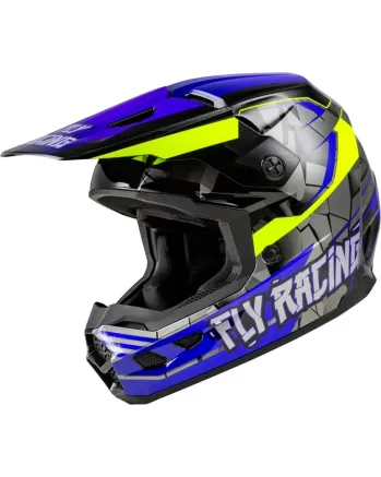 Детска крос каска FLY RACING Kinetic Scorched - Blue/Grey/Hi-Vis 2025