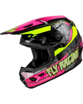 Детска крос каска FLY RACING Kinetic Scorched - Neon Pink/Hi-Vis/Black 2025