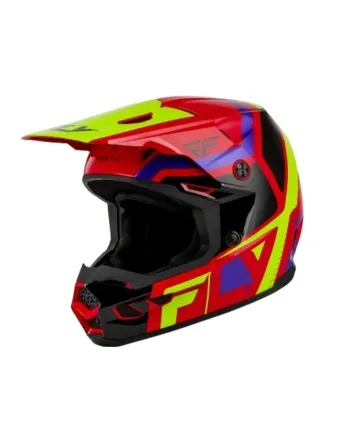 Детска мотокрос каска FLY RACING Kinetic Scrap Red/Hi-Vis/Purple/Black