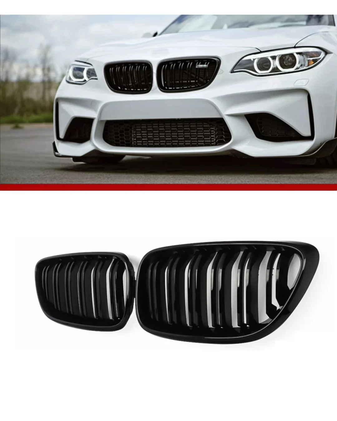Двойни Бъбреци Решетки За БМВ BMW F22 F23 F24 F27 E87 2012г.-2018г. Черен Гланц Лак