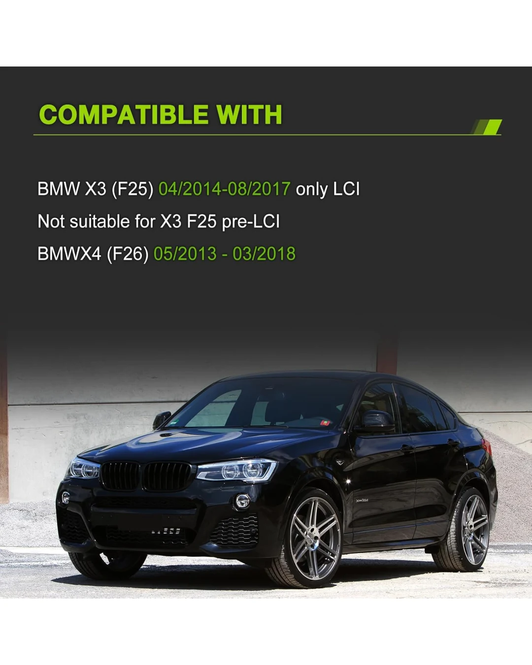 Двойни Бъбреци Решетки За БМВ BMW X3 X4 FACELIFT F25 F26 2014 - 2017г. Черен Гланц Лак