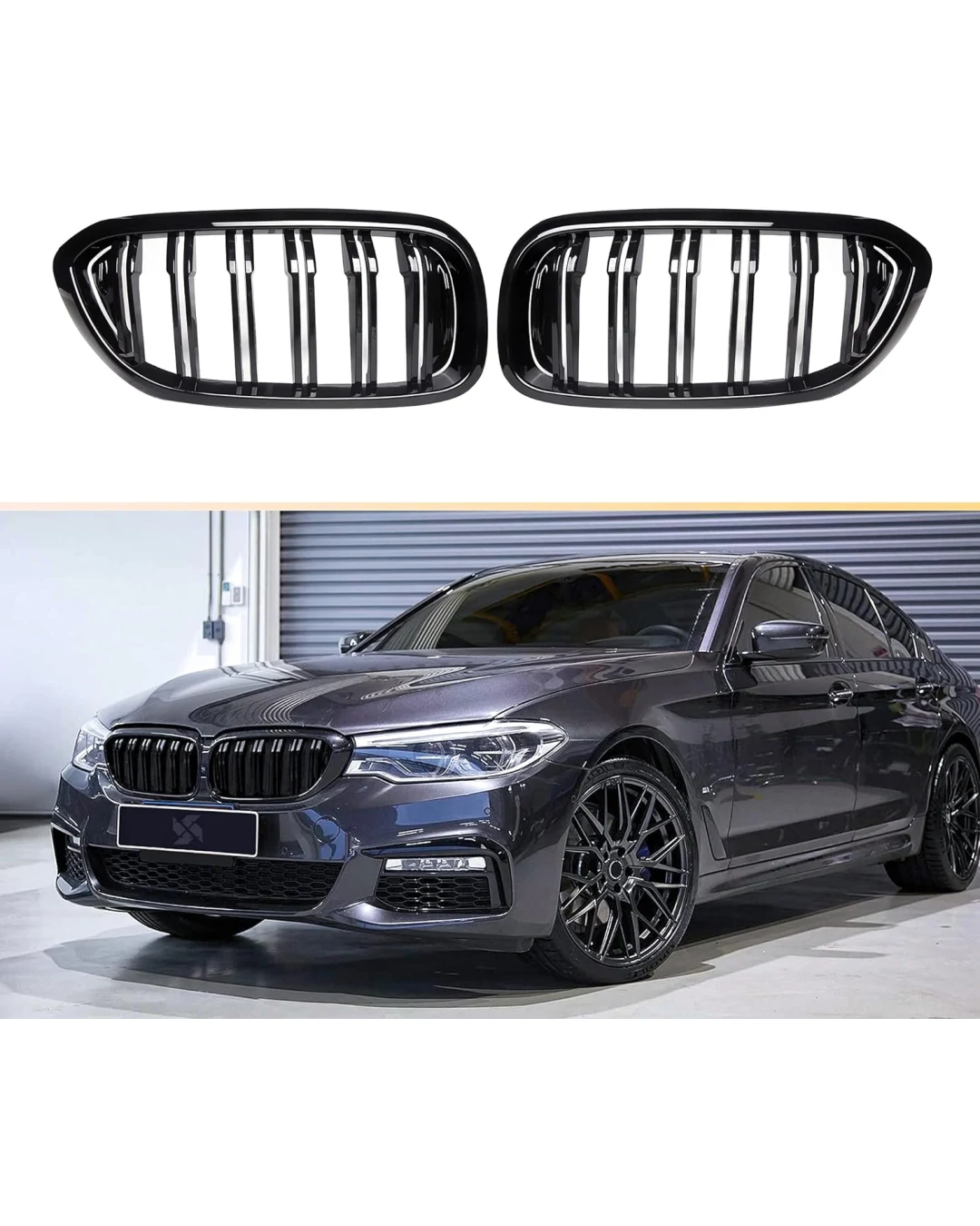 Двойни Бъбреци Решетки За BMW 5 Series БМВ 5-та Серия G30 G31 G38 2017-2019г. 520i, 523i, 528i, 530i, 535i, 550i, 520d, 530d, 530e, 530eX, 530iX, 550iX (xDrive), 540dXЧерен Гланц Лак