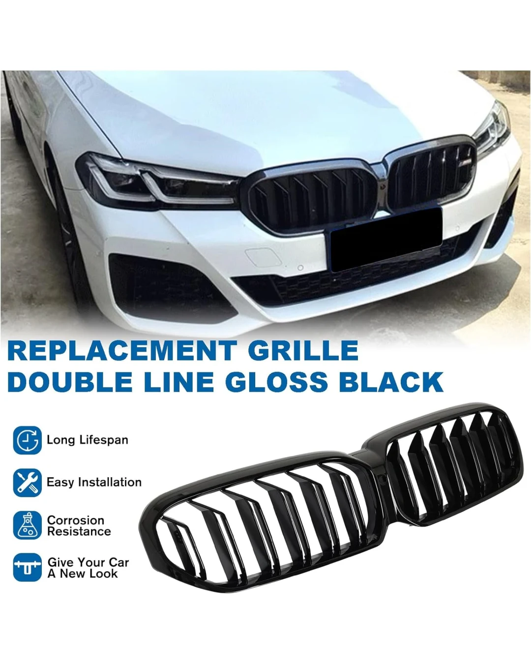 Двойни Бъбреци Решетки За BMW 5 SERIES G30 G31 LCI БМВ 5-та Серия Facelift BMW G30 G31 G38 2020г.-2023г. Черен Гланц Лак