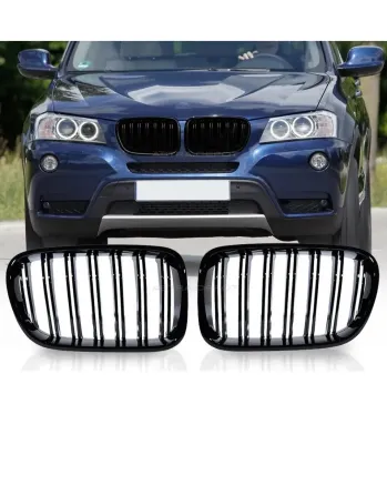 Двойни Бъбреци Решетки За BMW X3 F25 Pre-Facelift Преди Фейслифт 2010г.-2014г. Черен Гланц Лак
