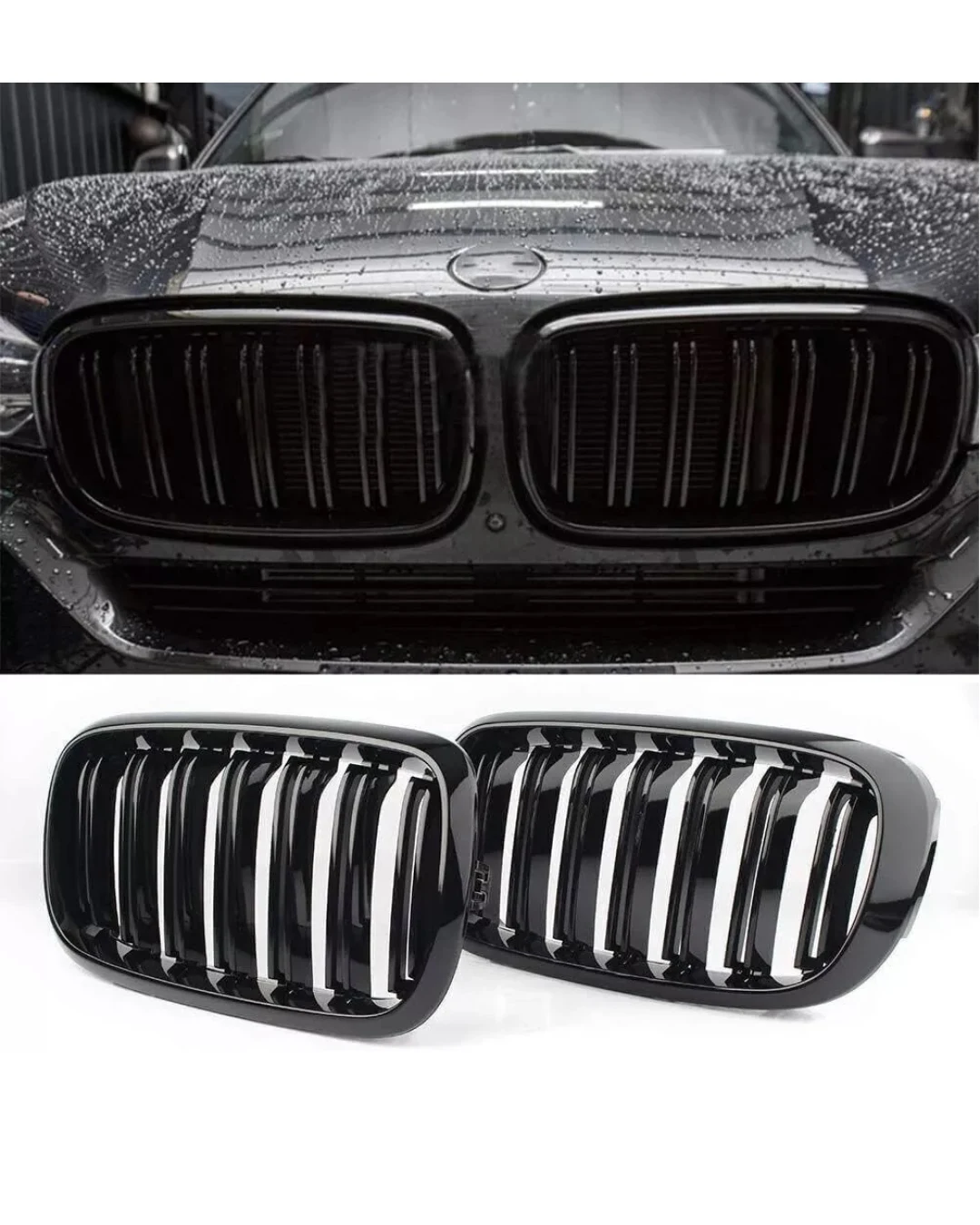 Двойни Бъбреци Решетки За BMW X5 X6 F15 F85 F16 F86 2014+ Черен Гланц Лак