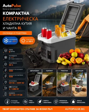 Електрическа Хладилна кутия чанта за автомобил каравана кемпер 8л 12V 220V