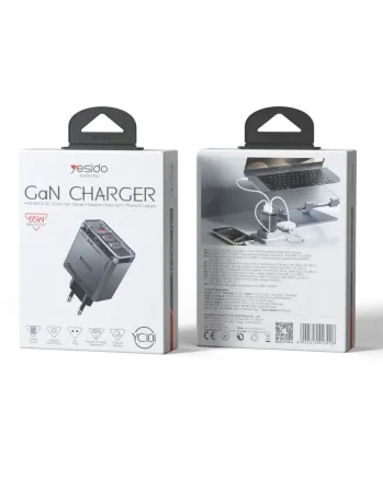 GaN Зарядно устройство YESIDO YC101 65W с три порта