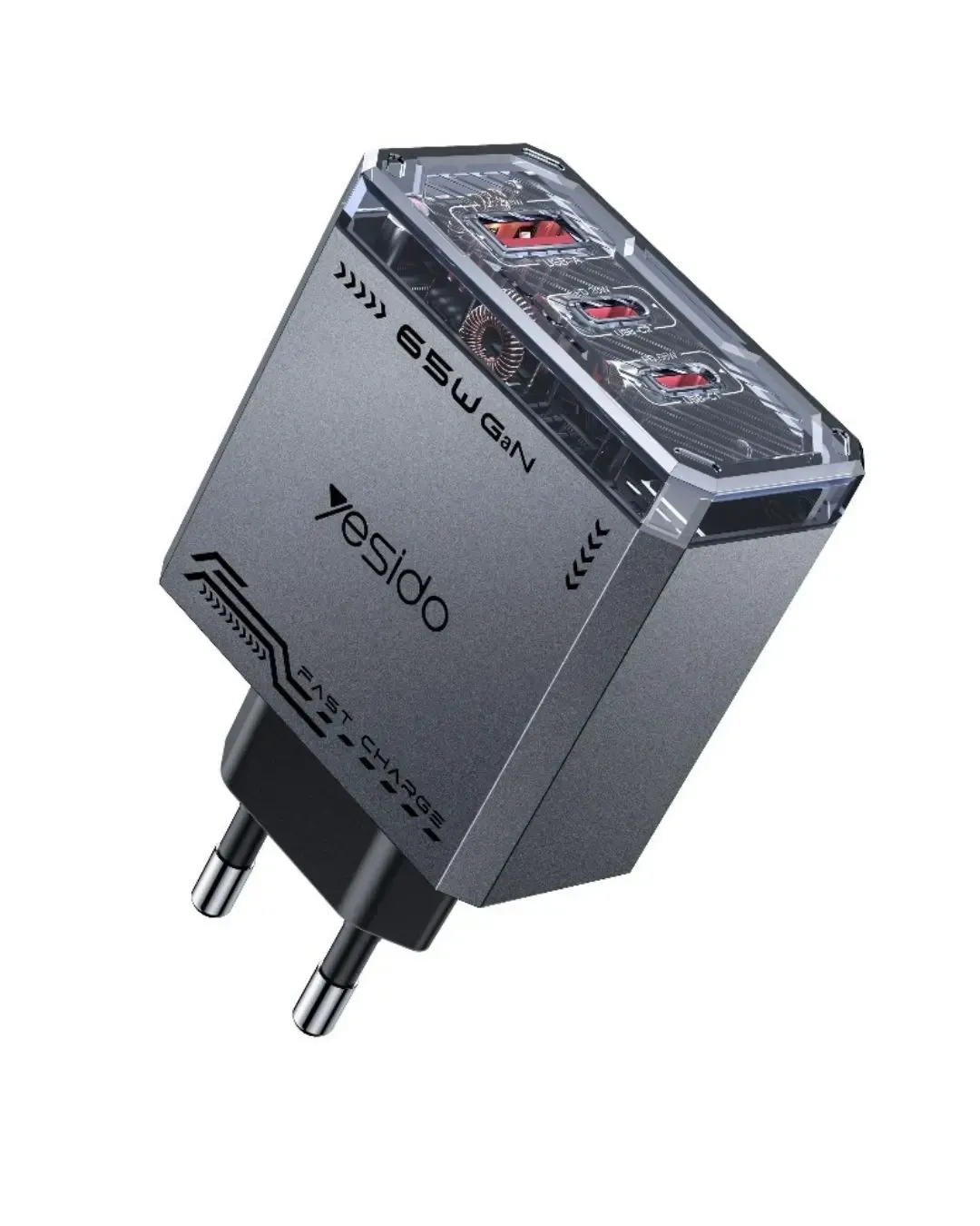 GaN Зарядно устройство YESIDO YC101 65W с три порта