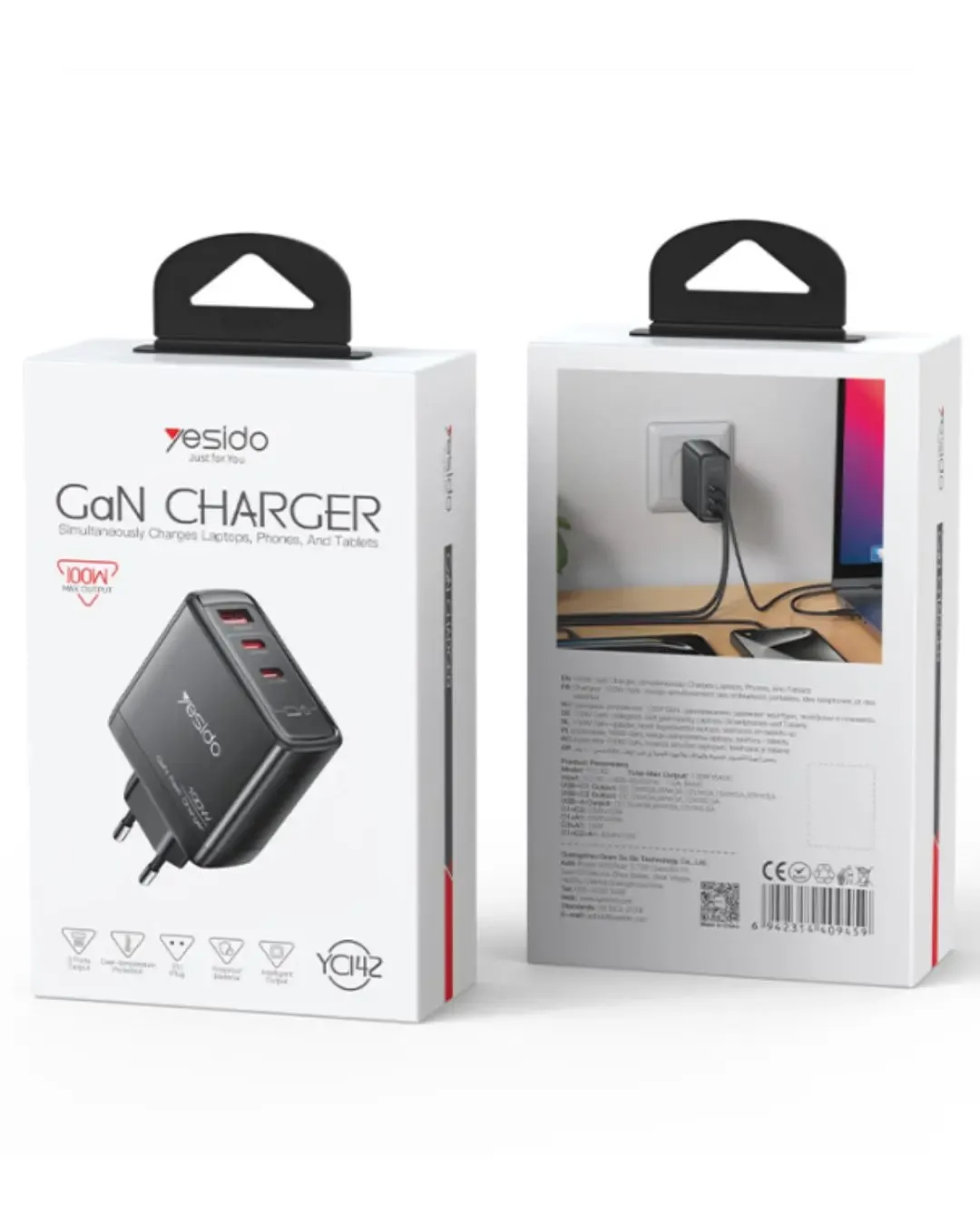 Зарядно устройство YESIDO YC142 100W с три порта