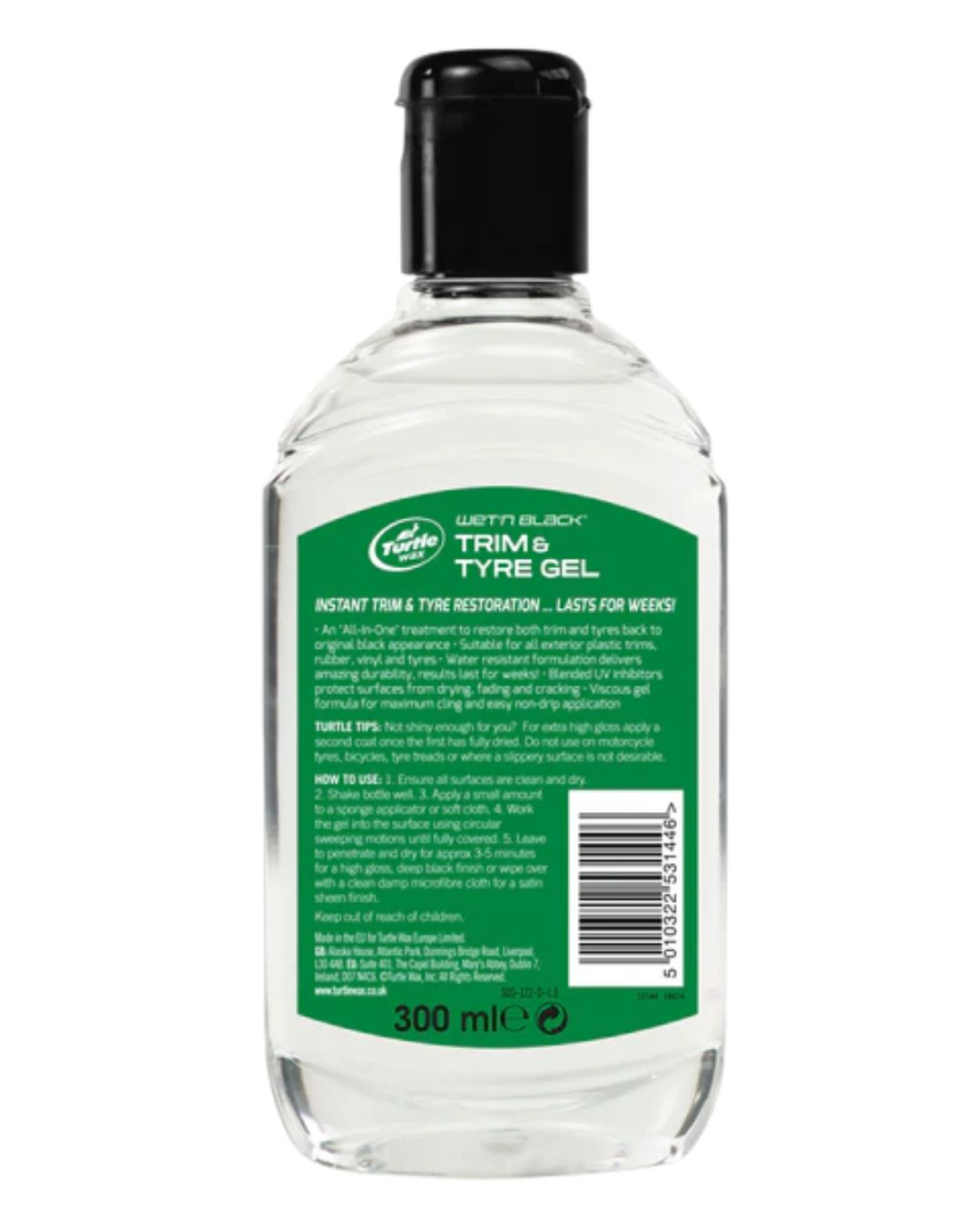 Гел за гуми Turtle Wax Wet N Black Tyre & Trim Gel 300 ml