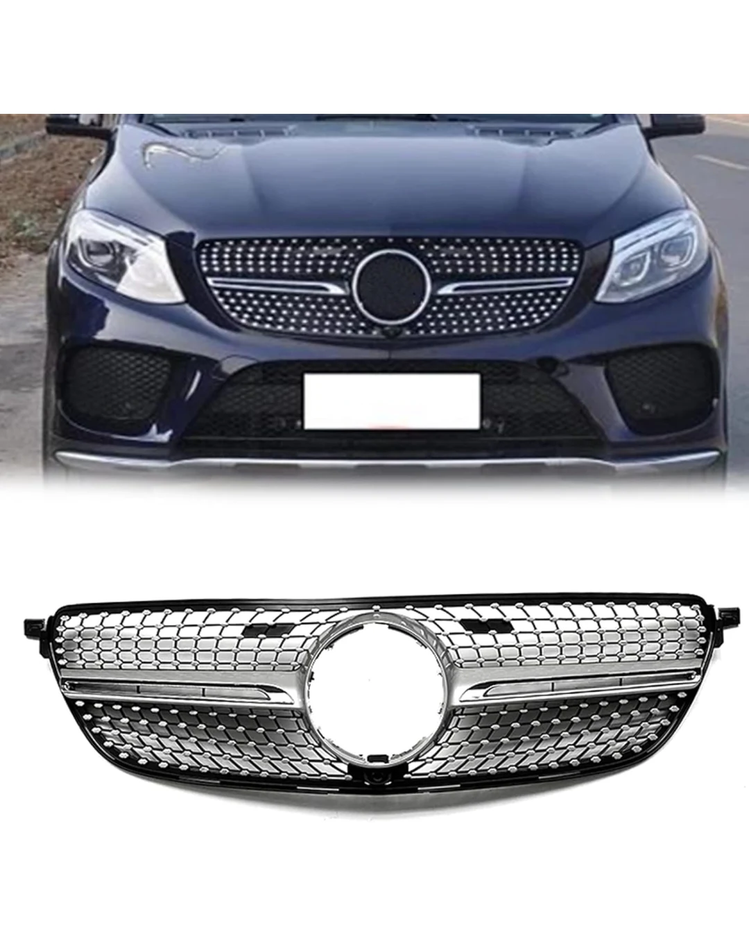 Хромирана Предна Решетка с място за камера За Mercedes Benz GL Class Coupe Мерцедес GL-КЛАСА Купе C292 W292 2015 2016 2017 2018 2019 GLE350 GLE350 400 GLE43