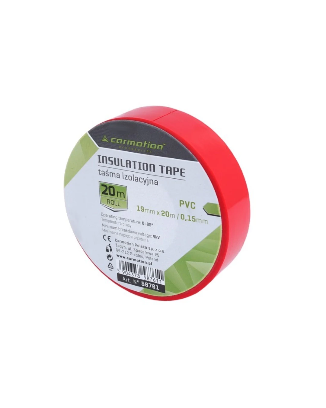 Изолирбанд 19мм x 20м червен Carmotion