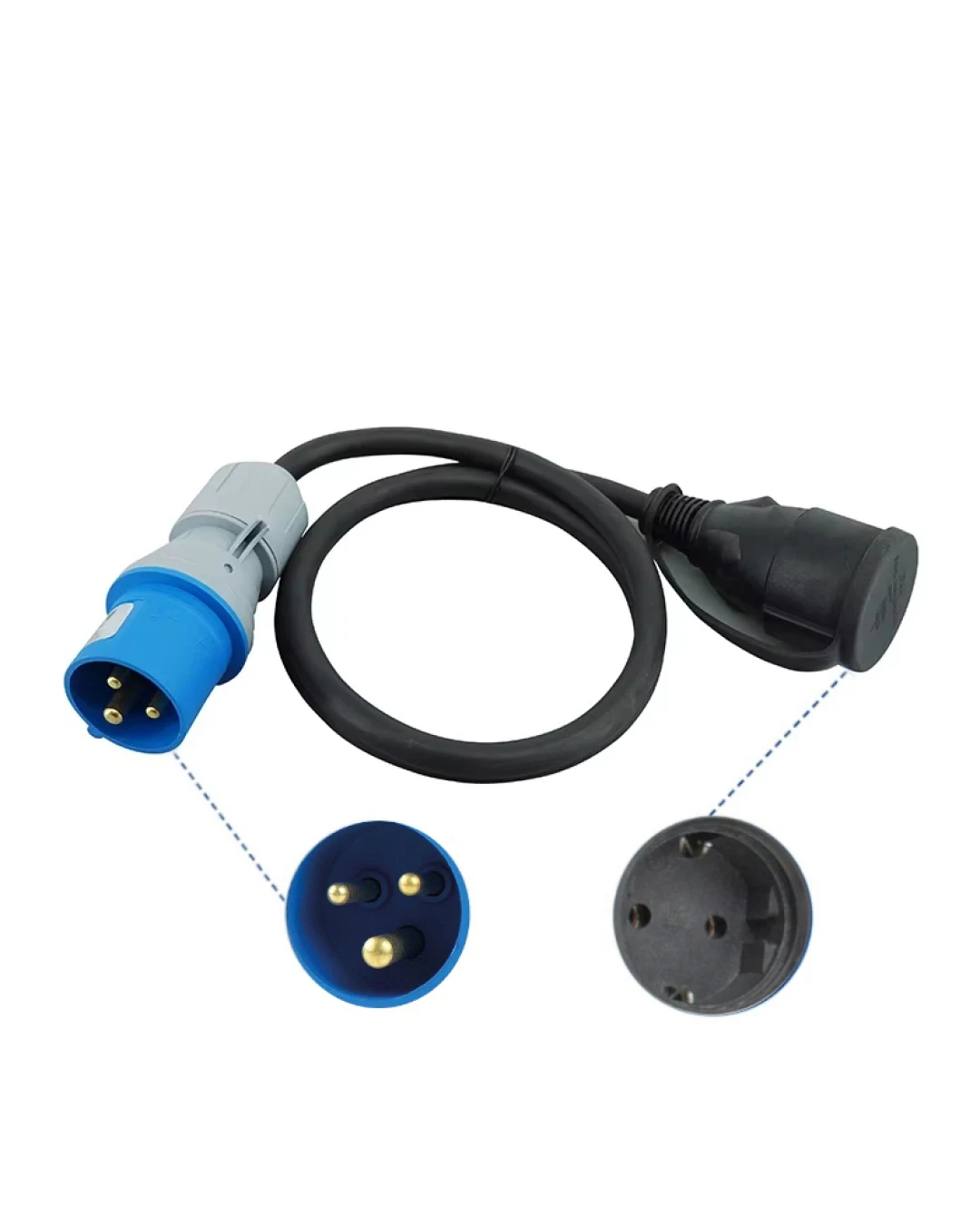Кабел адаптер от CEE щепсел към Шуко контакт - IP44 – 230V / 16A, 3G2.5, за кемпер, каравана и къмпинг